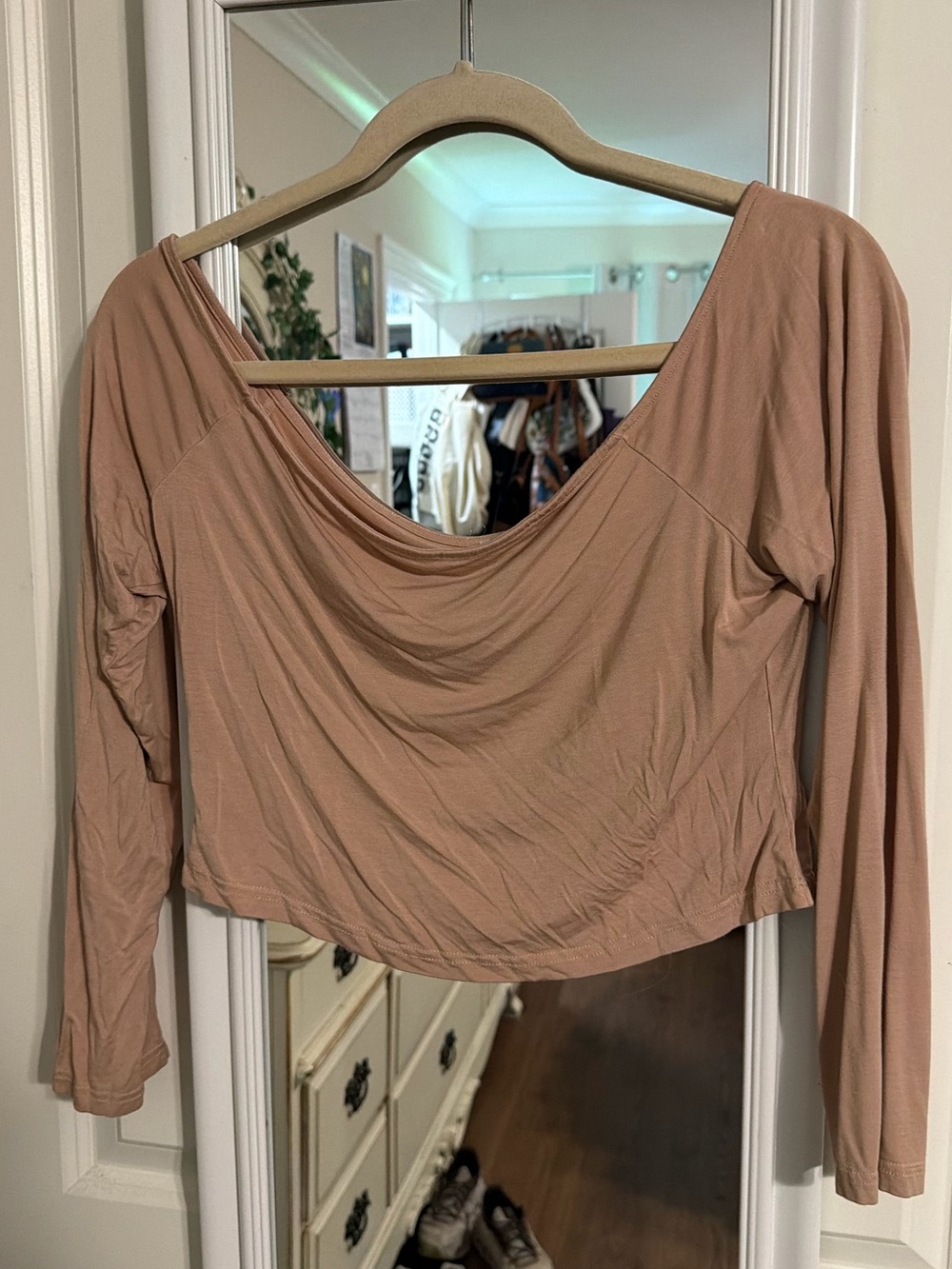 Draped Long-Sleeve Tee in Dusty Rose
